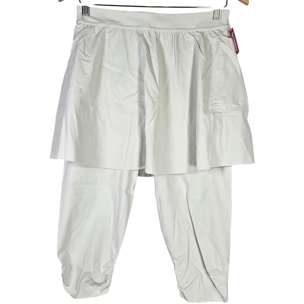 SPANX Booty Boost Skirt Around Knee Pants White Cloud‎ L NWT